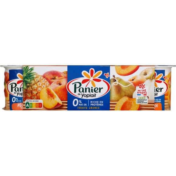 Yoplait - Yaourt 0% mg fruits jaunes panier, pêche, ananas, abricot, poire (8)