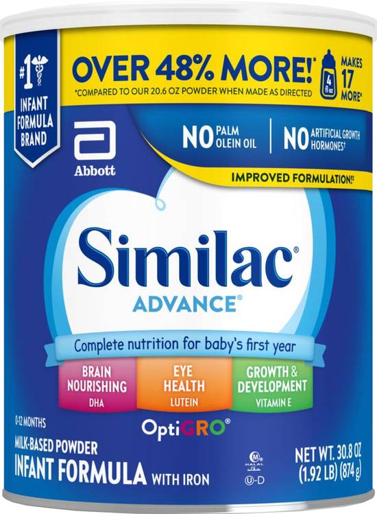 Similac Birth-12 Months Advance Infant Formula With Iron (1.9 lbs)