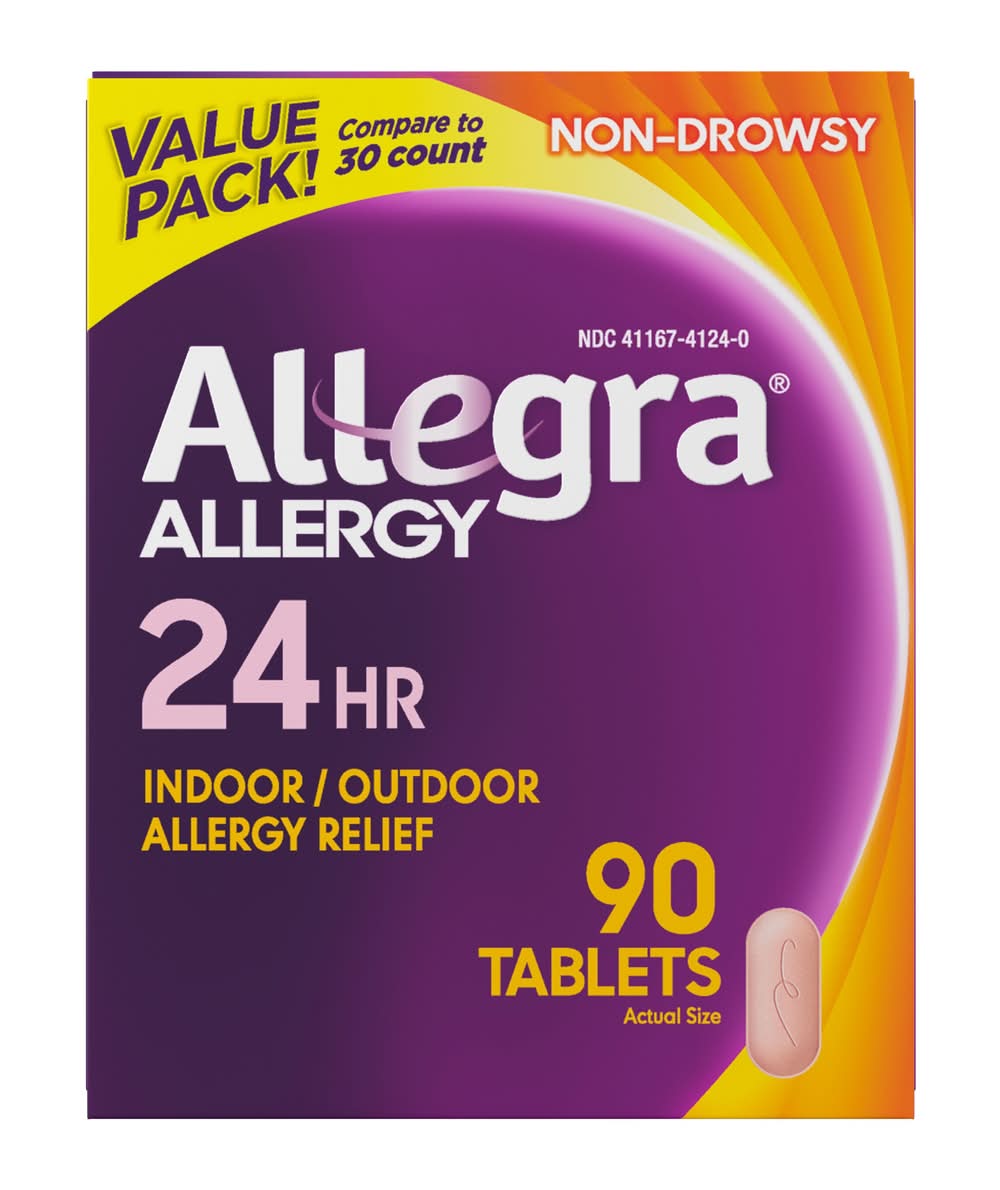 Allegra 24 Hr Non Drowsy Indoor Outdoor Allergy Relief Tablets 180 mg (90 ct)