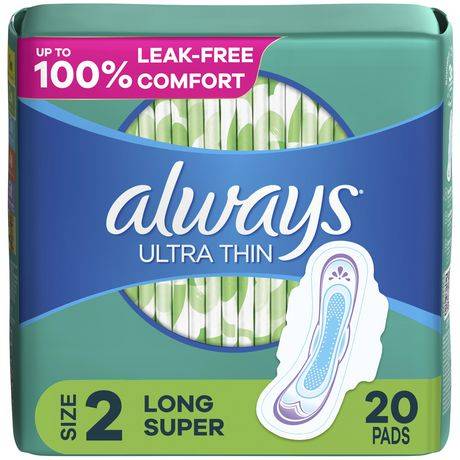 Always Ultra Thin Long Super Pads With Flexi Wings, 2 (20 pack)