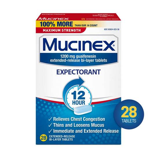 Mucinex Maximum Strength Chest Congestion Expectorant Tablets, 28 CT