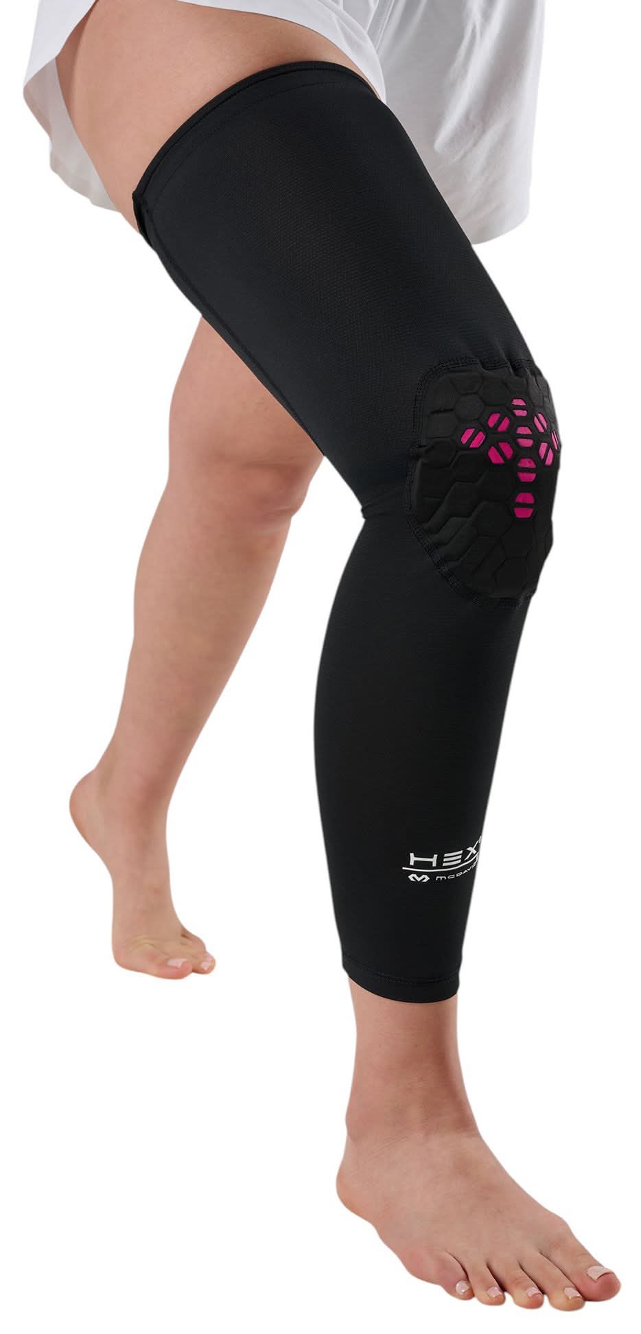 McDavid HEX Viz Full Length Leg Sleeve/Single (Black/Pink, M)