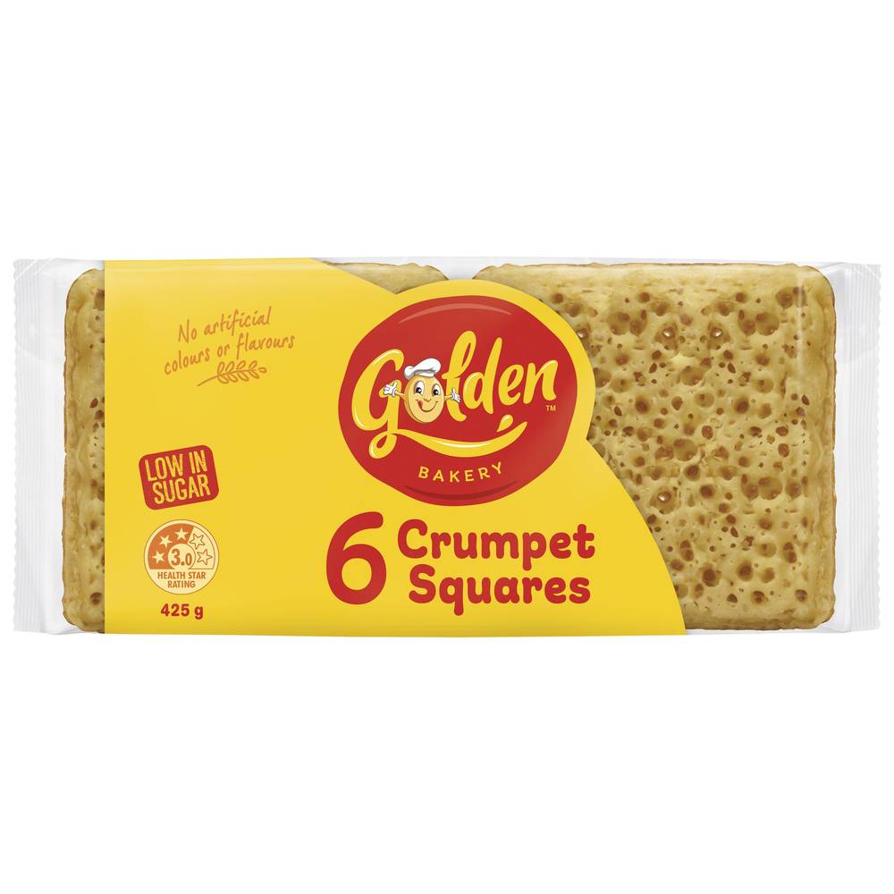 Golden Crumpet Squares (425g, 6 pack)