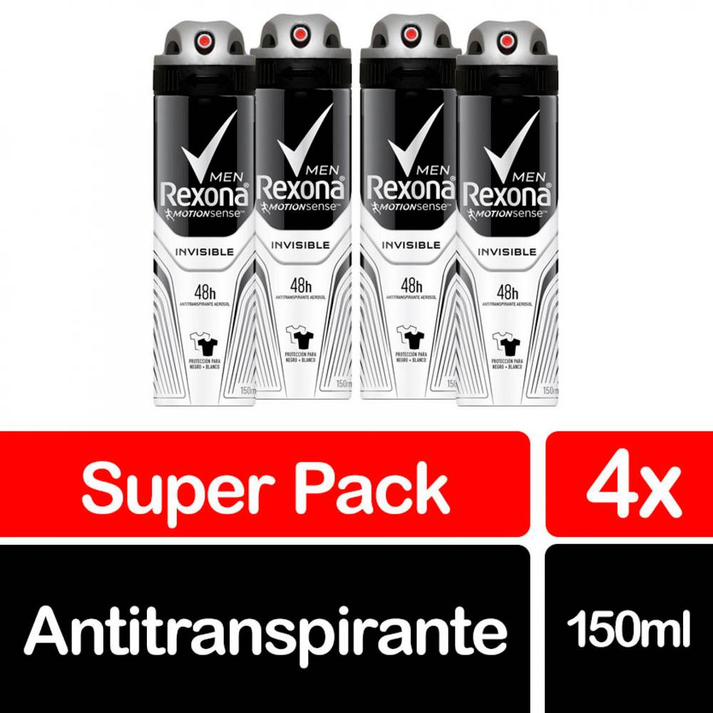 Rexona men pack desodorante aerosol (4 u x 150 ml c/u)