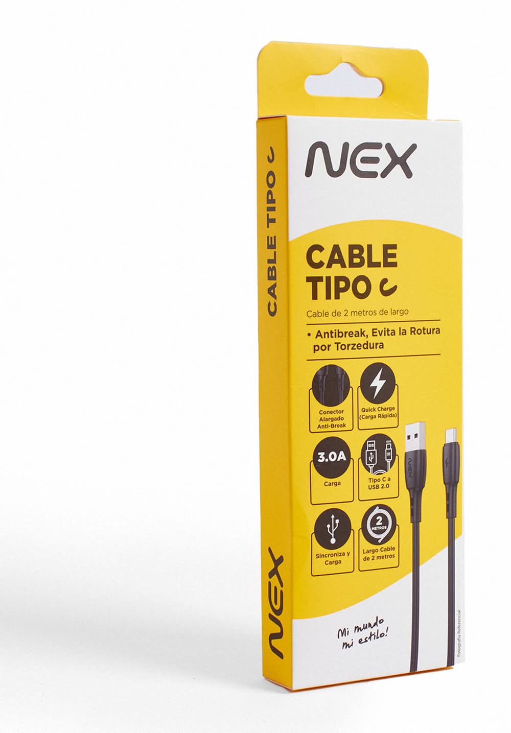 NEX · Cable usd tipo c negro
