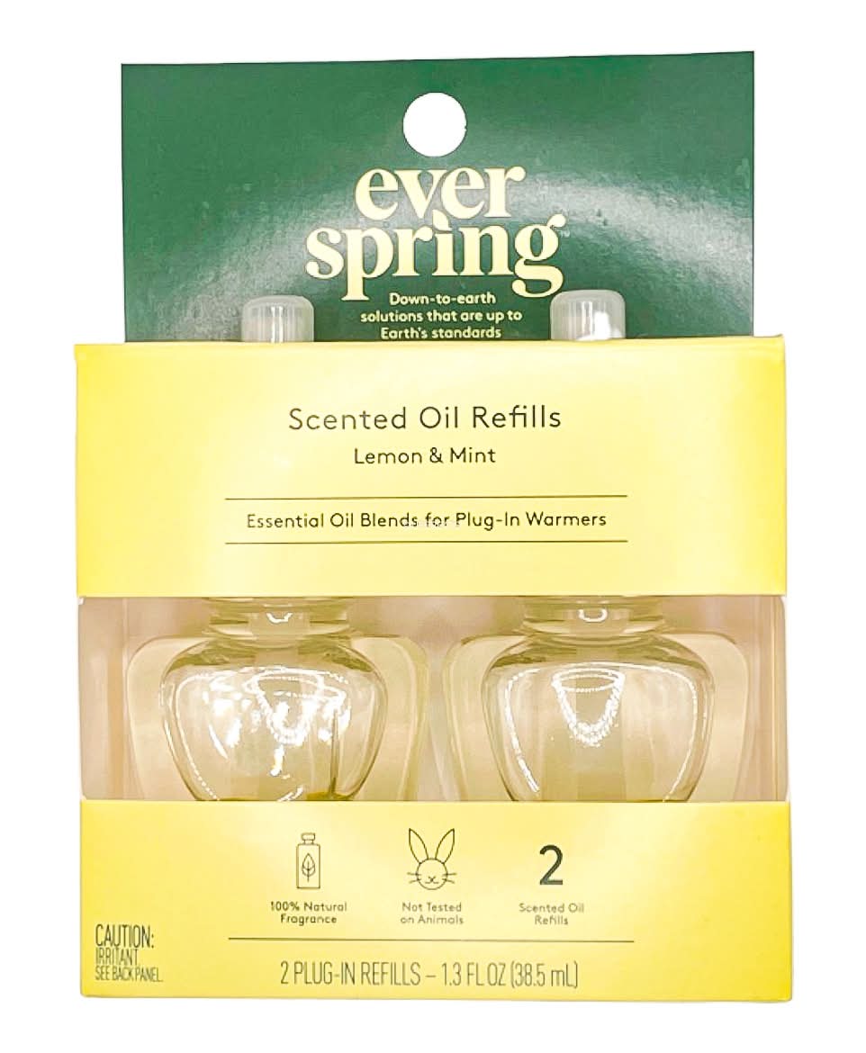 Everspring Scented Oil Refill Air Freshener, Lemon- Mint (1.3 fl oz, 2 ct)