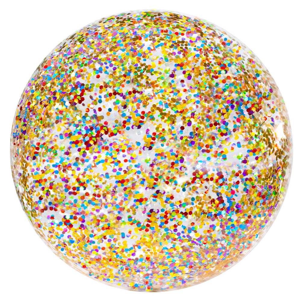 Sun & Sky Giant Beach Ball with Multicolor Glitter, 30 in