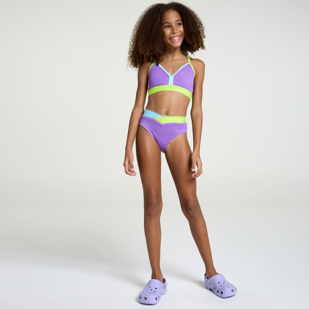 DSG Girls' Mid Rise Swim Bottoms (Electric Violet, S)