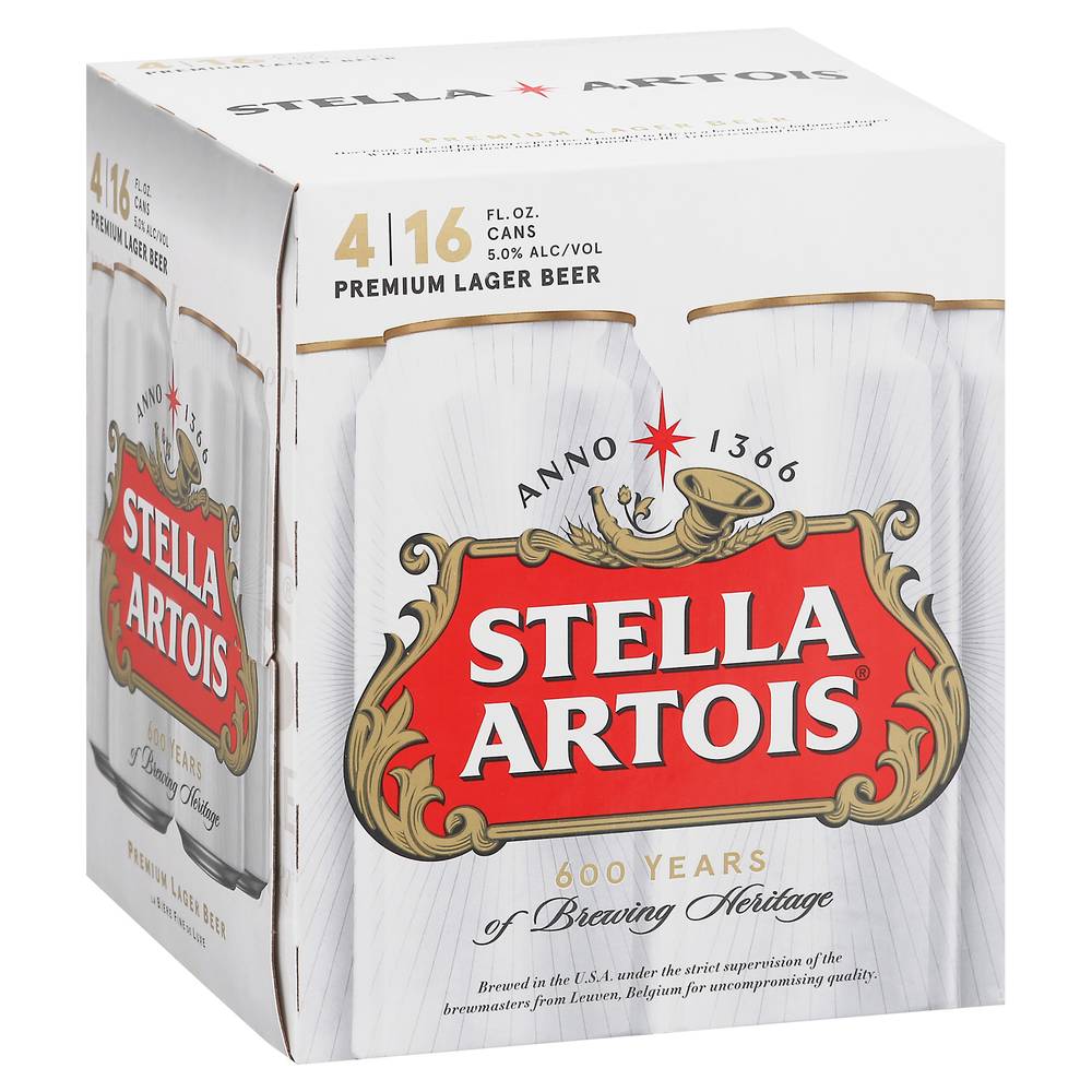 Stella Artois Lager Beer (4 ct, 16 fl oz )