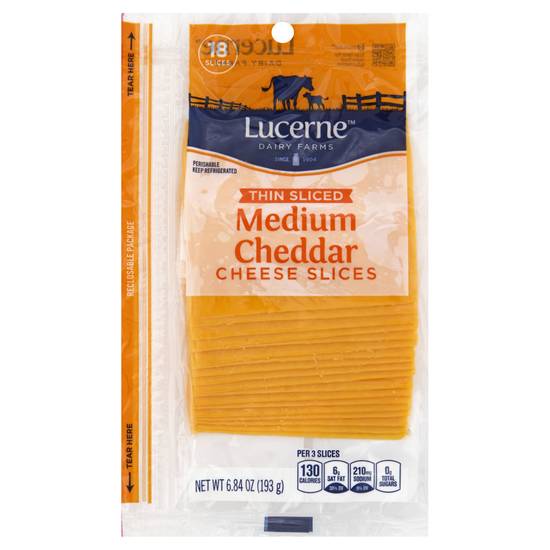 Lucerne Medium Cheddar Cheese Thin Slices (18 ct)