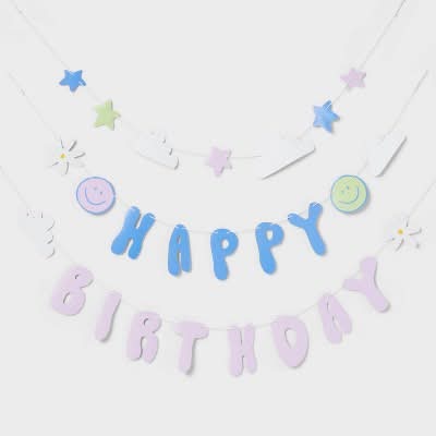 Spritz Groovy Retro Happy Birthday Banner (3 ct)