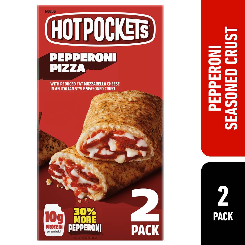 Hot Pockets Garlic Buttery Crust Pepperoni Pizza Sandwiches, 2 pack (9 oz)