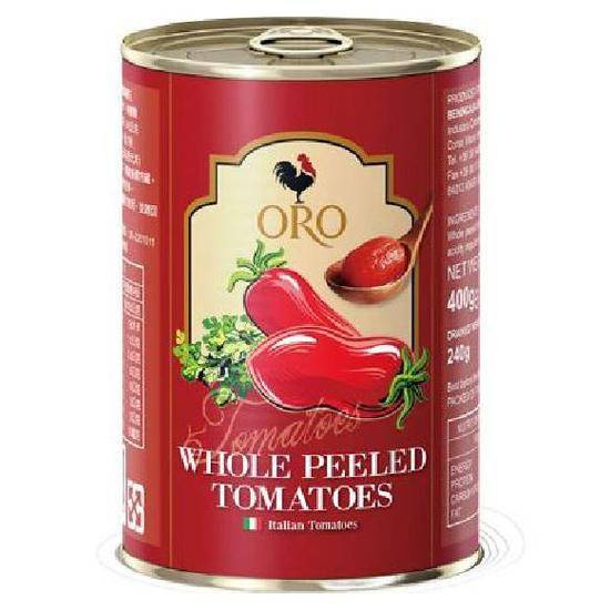 義大利ORO去皮整顆蕃茄內容400g固形240g