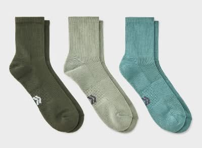 Men's Tonal Quarter 3pk Crew Socks - All In Motion™ Olive/Green 6-12