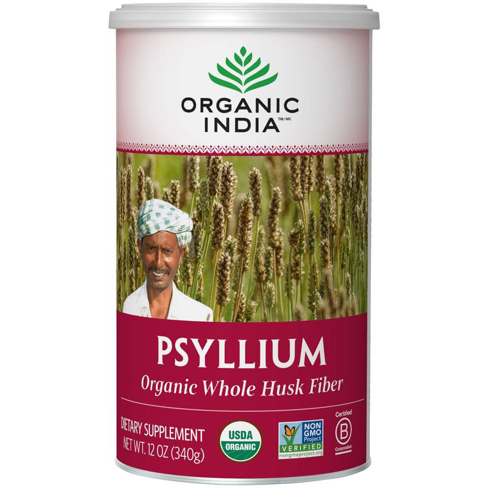 Organic India Whole Husk Psyllium Powder Fiber Supplement