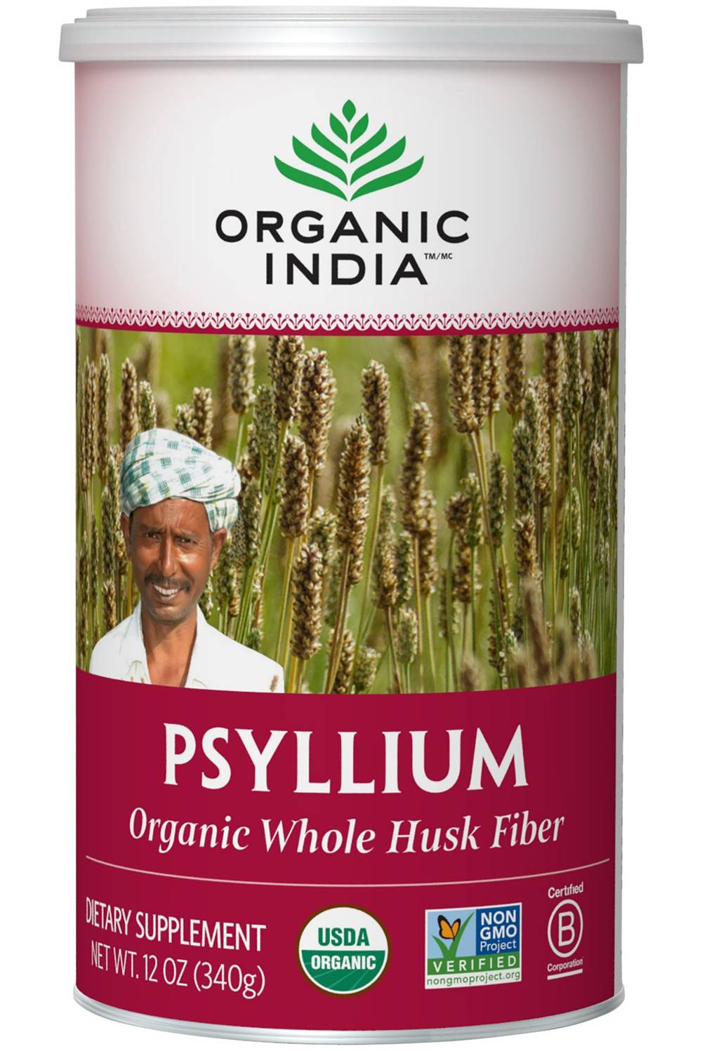 Organic Whole Husk Psyllium Powder - Fiber Supplement (68 Servings)