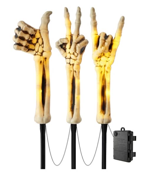 Set of 3 LED Skeleton Hands Pathway Lights