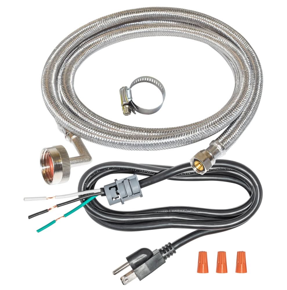 EASTMAN 8-ft 3/8 -in Compression Inlet x 3/4 -in Hose thread Outlet Braided stainless steel Dishwasher installation kit