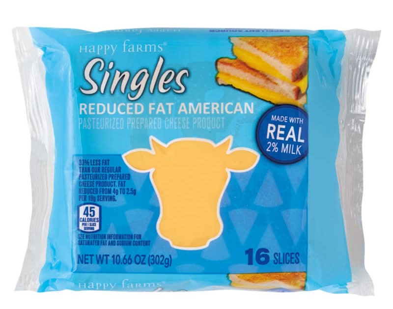 Happy Farms Singles 2% Milk Reduced Fat American Cheese Slices (10.66 oz, 16 ct)
