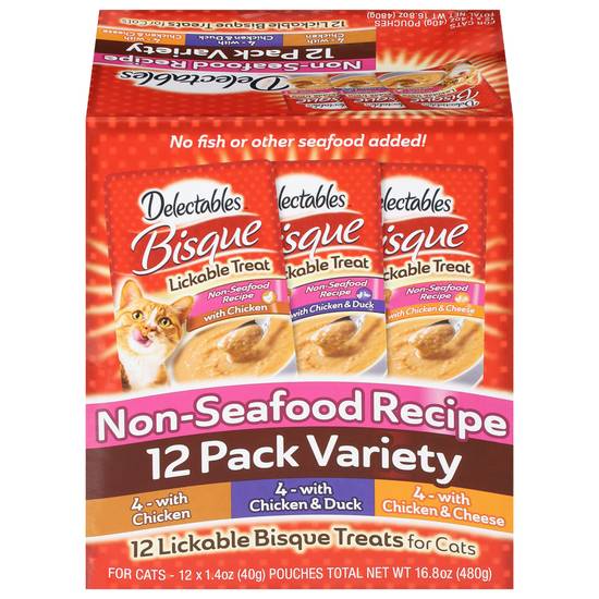 Delectables Bisque Non-Seafood Lickable Cat Treats Variety (12 ct)