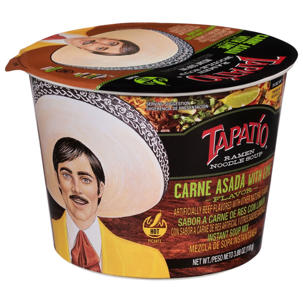 Tapatio Ramen Noodle Soup Bowl Carne Asada, Lime (3.8 oz)