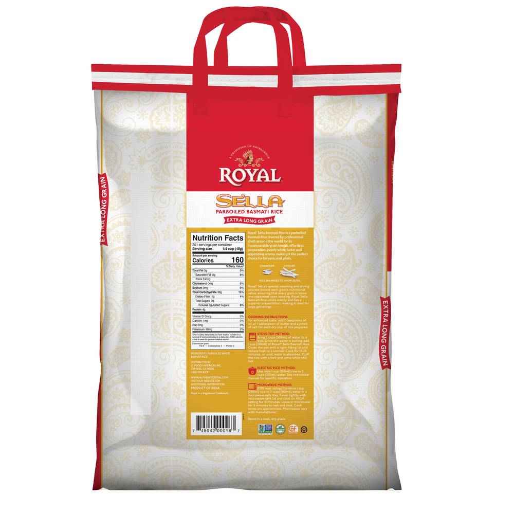 Royal Sella Parboiled Basmati Rice (20 lbs)