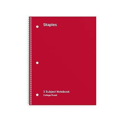 Staples 3-subject Notebooks College Ruled (assorted)