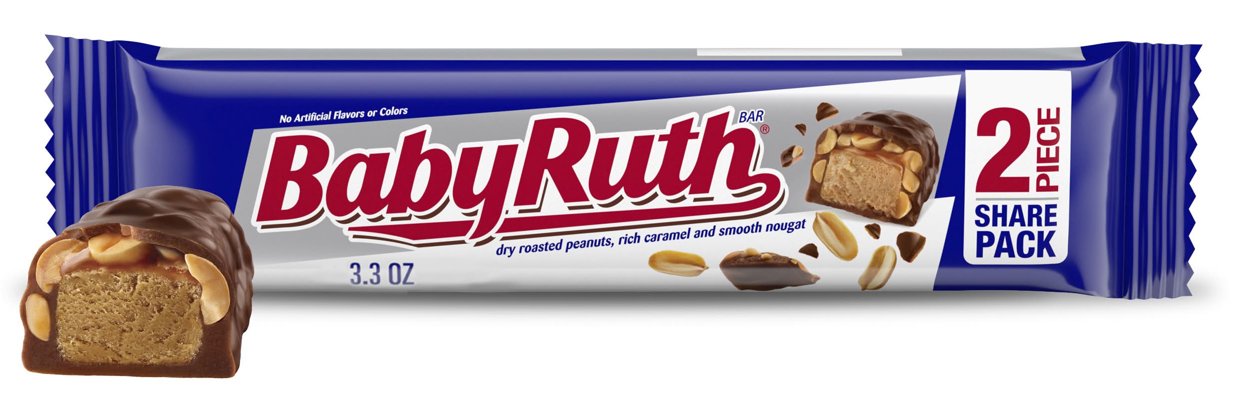 Baby Ruth Peanuts Caramel & Nougat Bar, 2-piece Share pack (3.3 oz)