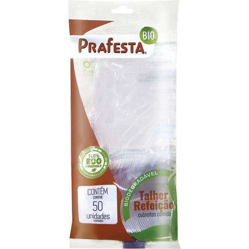 Prafesta colher de plástico transparente para refeição (50 un)