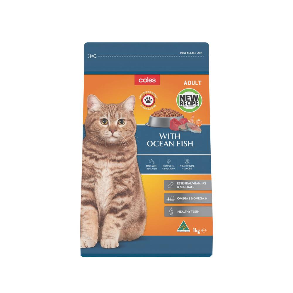 Coles Adult Dry Cat Food With Ocean Fish (1kg)