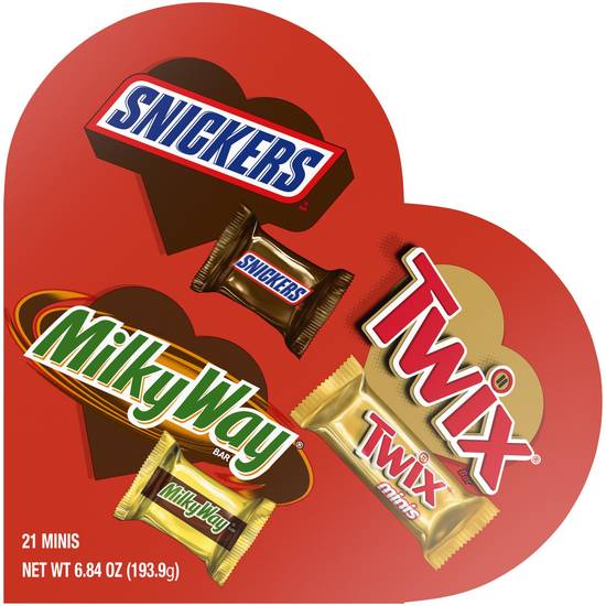 Order SNICKERS, TWIX & MILKY WAY Valentines Day Assorted Chocolate Candy, Heart-Shaped Gift Box, 6.84 oz food online from CVS store, VIENNA on bringmethat.com