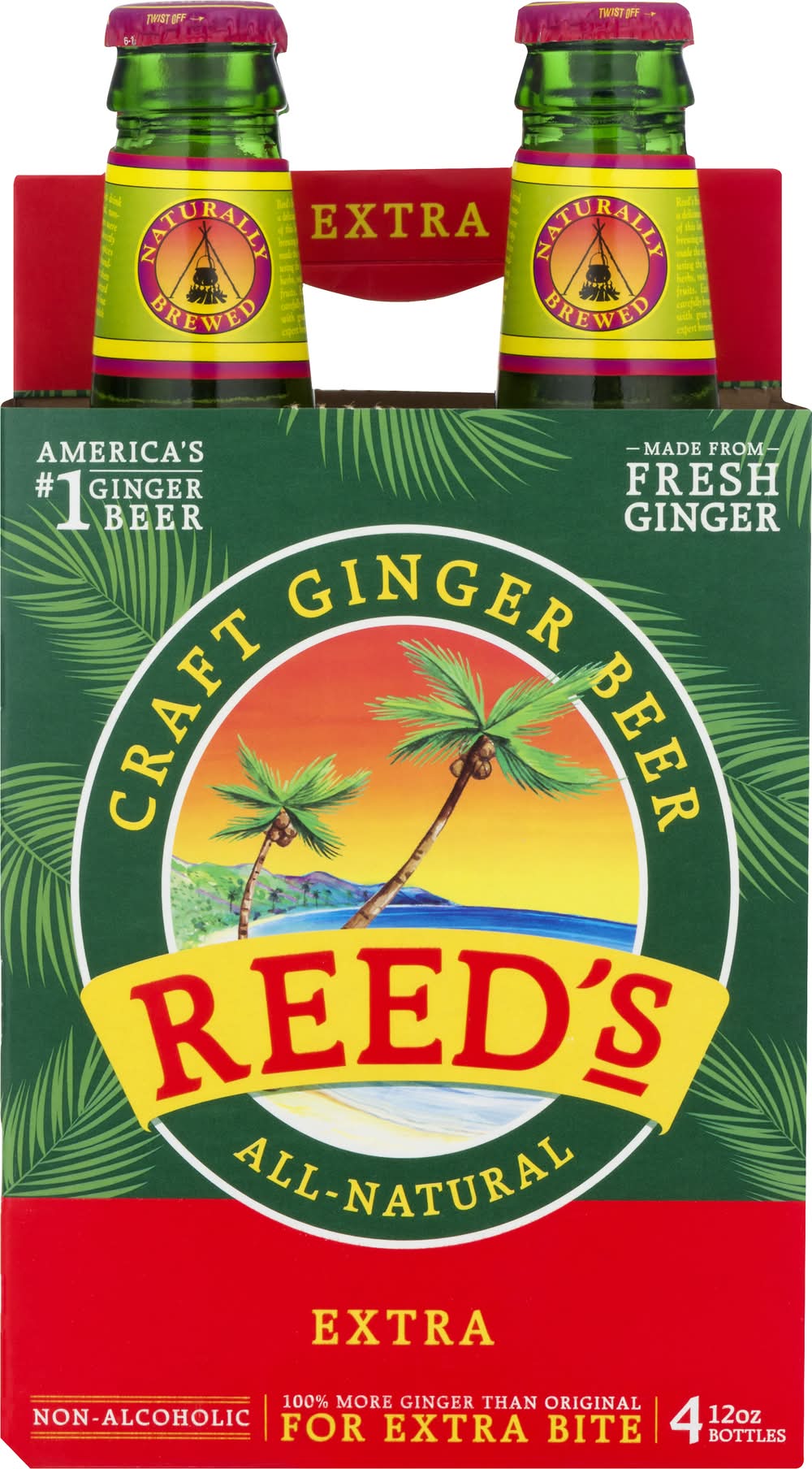 Reed's Extra Craft Ginger Beer (4 x 12 oz)