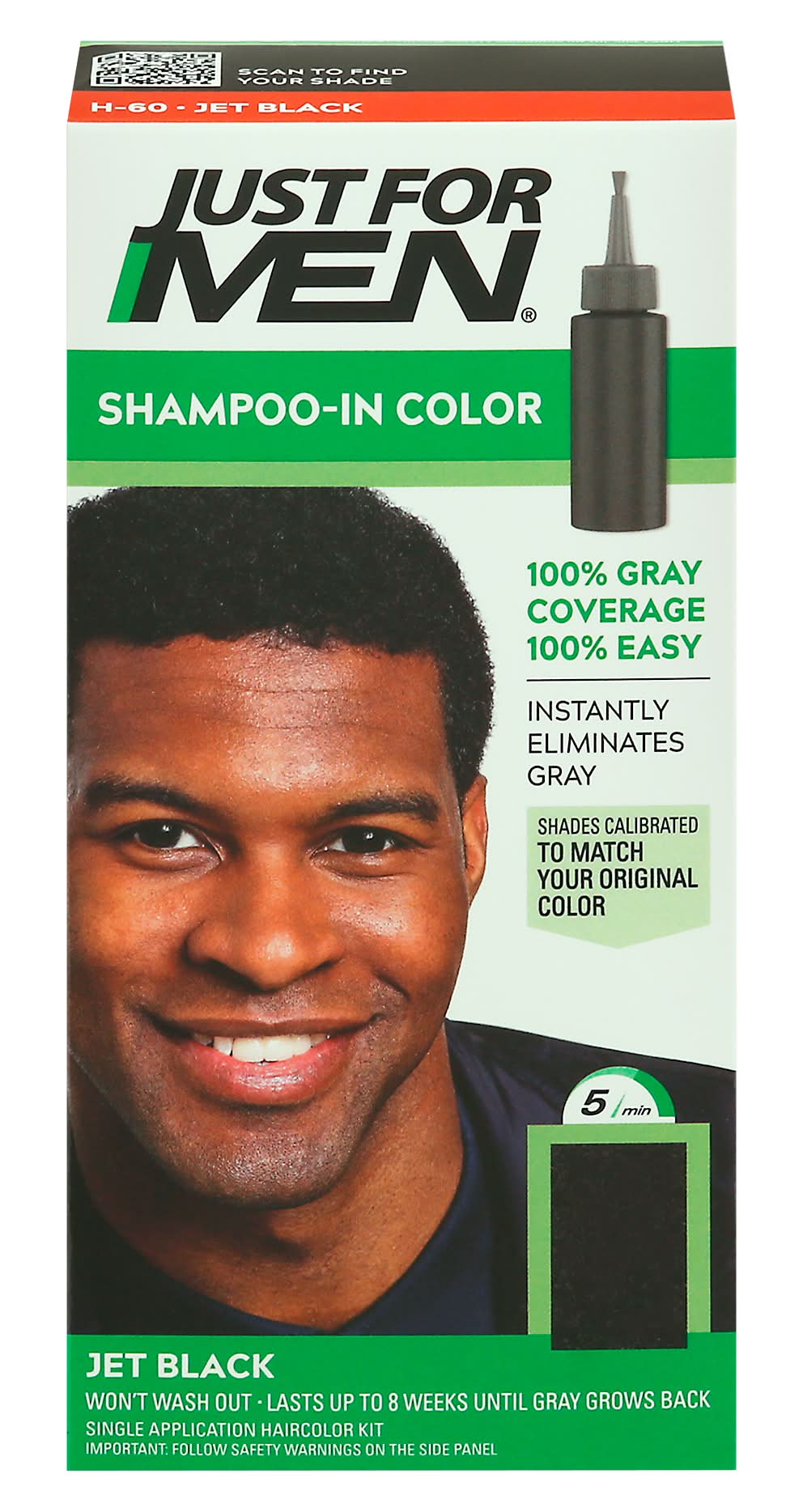 Just For Men Shampoo in Color Hair Dye, Jet Black H-60