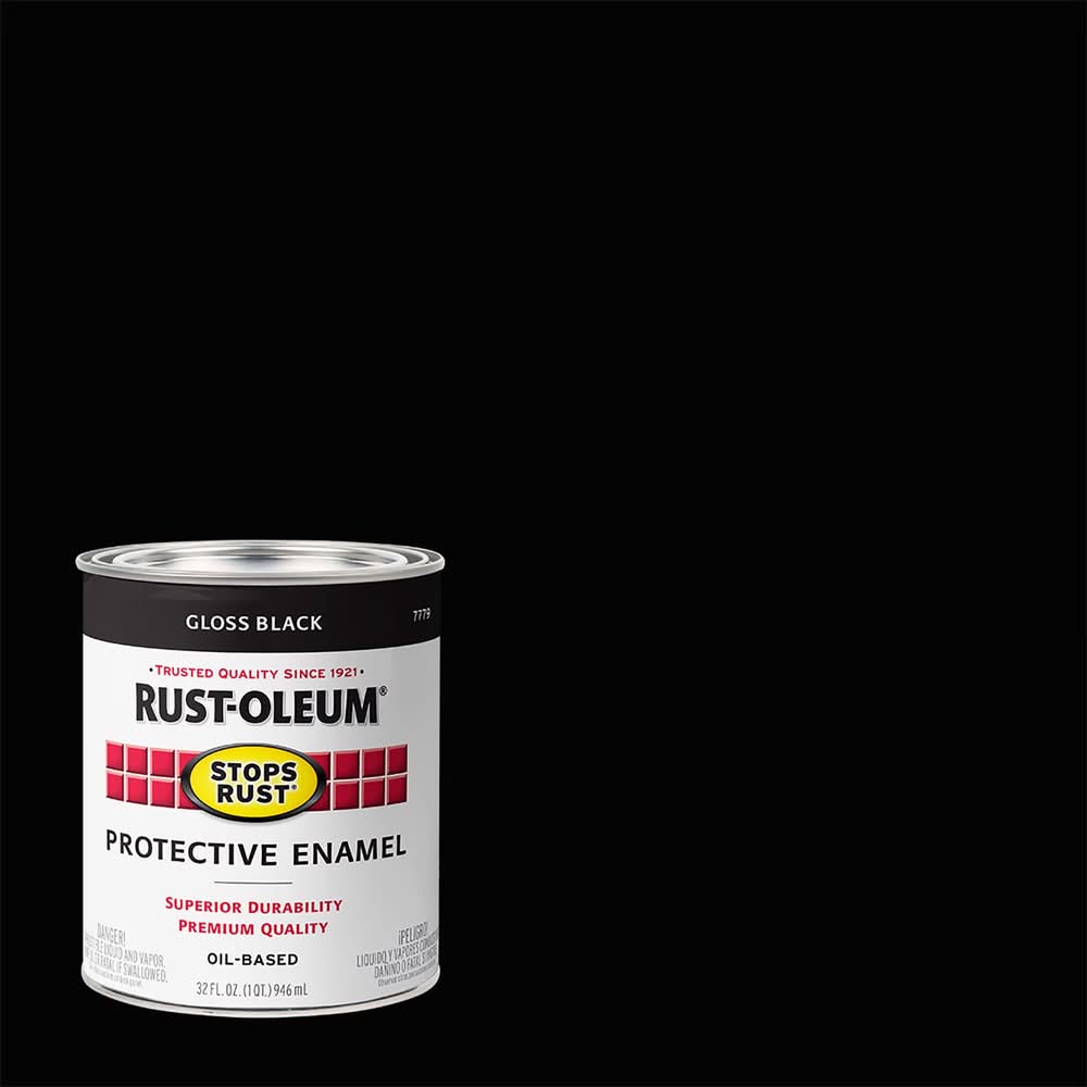 Rust-Oleum Stops Rust Indoor And Outdoor Gloss Black Oil-Based Enamel Protective Paint 1 Qt