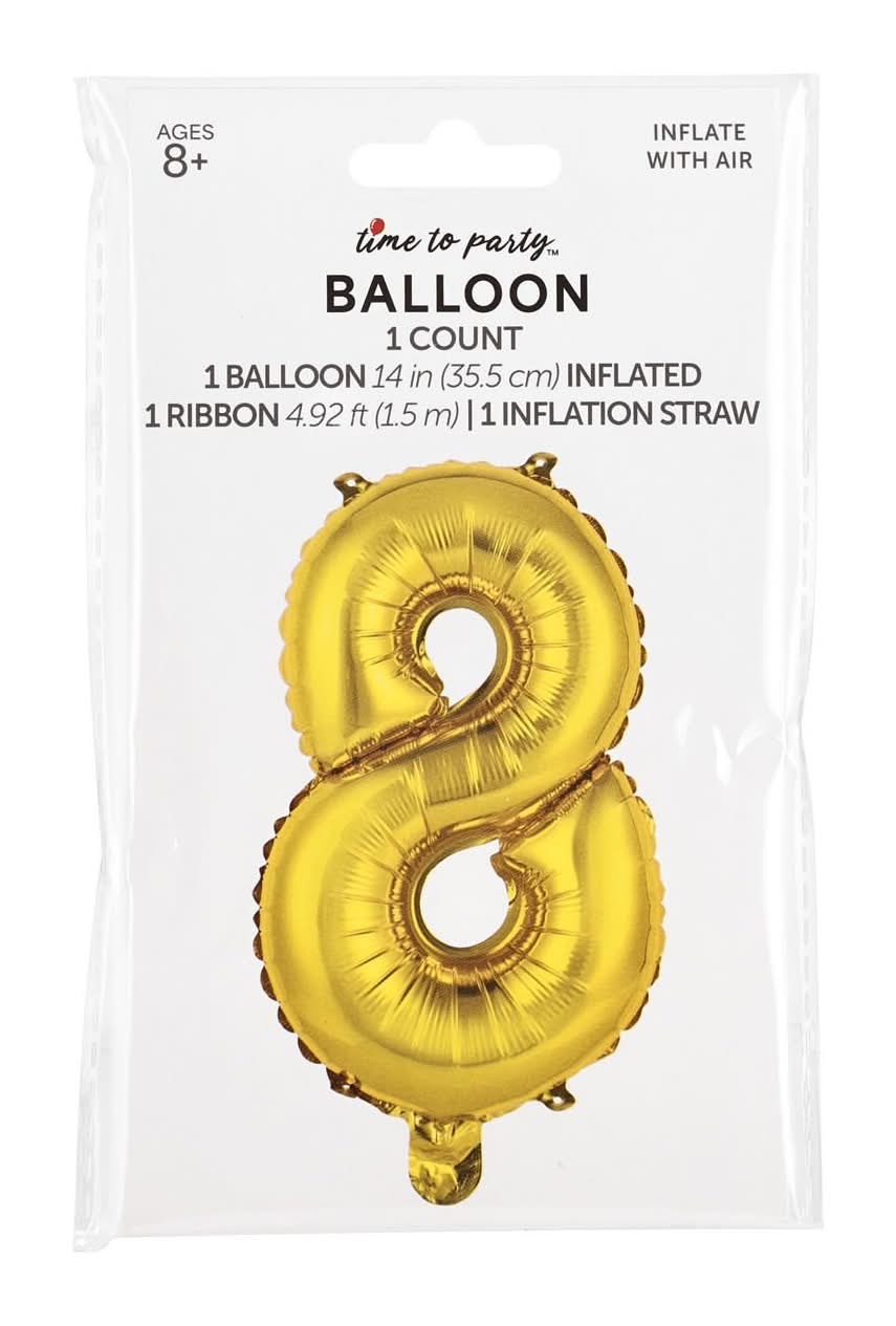 Anagram Number-8 Air Fill Foil Balloon, Gold