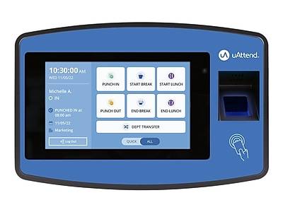 uAttend Biometric Fingerprint Time Clock System, Blue/Black (NX2500)