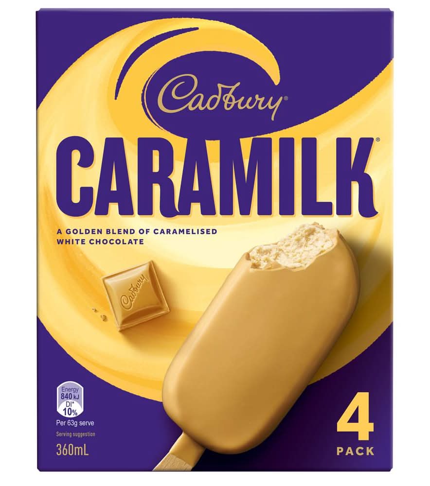 Cadbury Ice Cream Sticks, Caramilk (360mL, 4 pack)