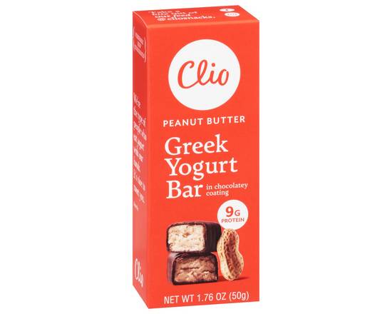 Clio · Peanut Butter Greek Yogurt Bar Wrapped in Chocolate (1.8 oz)