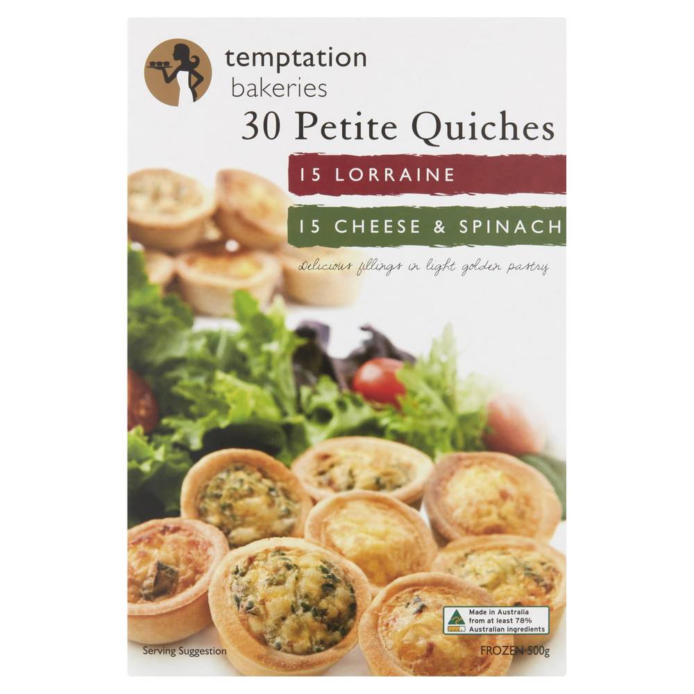Temptations Bakeries Lorraine Cheese & Spinach Petite Quiches Delivery
