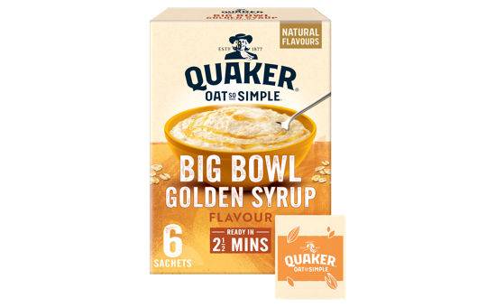 Quaker Oat So Simple Big Bowl Golden Syrup Porridge Sachets 6x49.6g