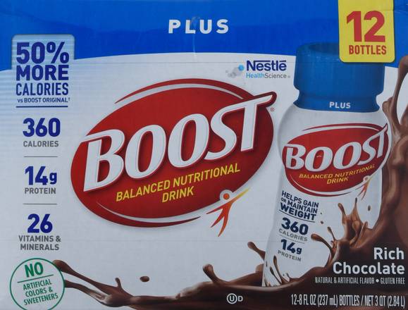 Boost Plus Rich Chocolate Nutritional Drink (12 ct, 8 fl oz)