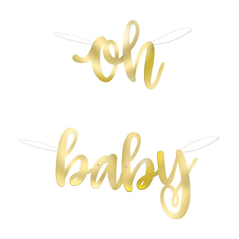 Unique Oh Baby Shower Banner, Gold