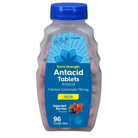 24/7 Life Extra Strength Antacid Tablets, Assorted Berry (96 ct)