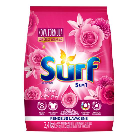 Surf sabão em pó 5 em 1 rosas e flor de lis