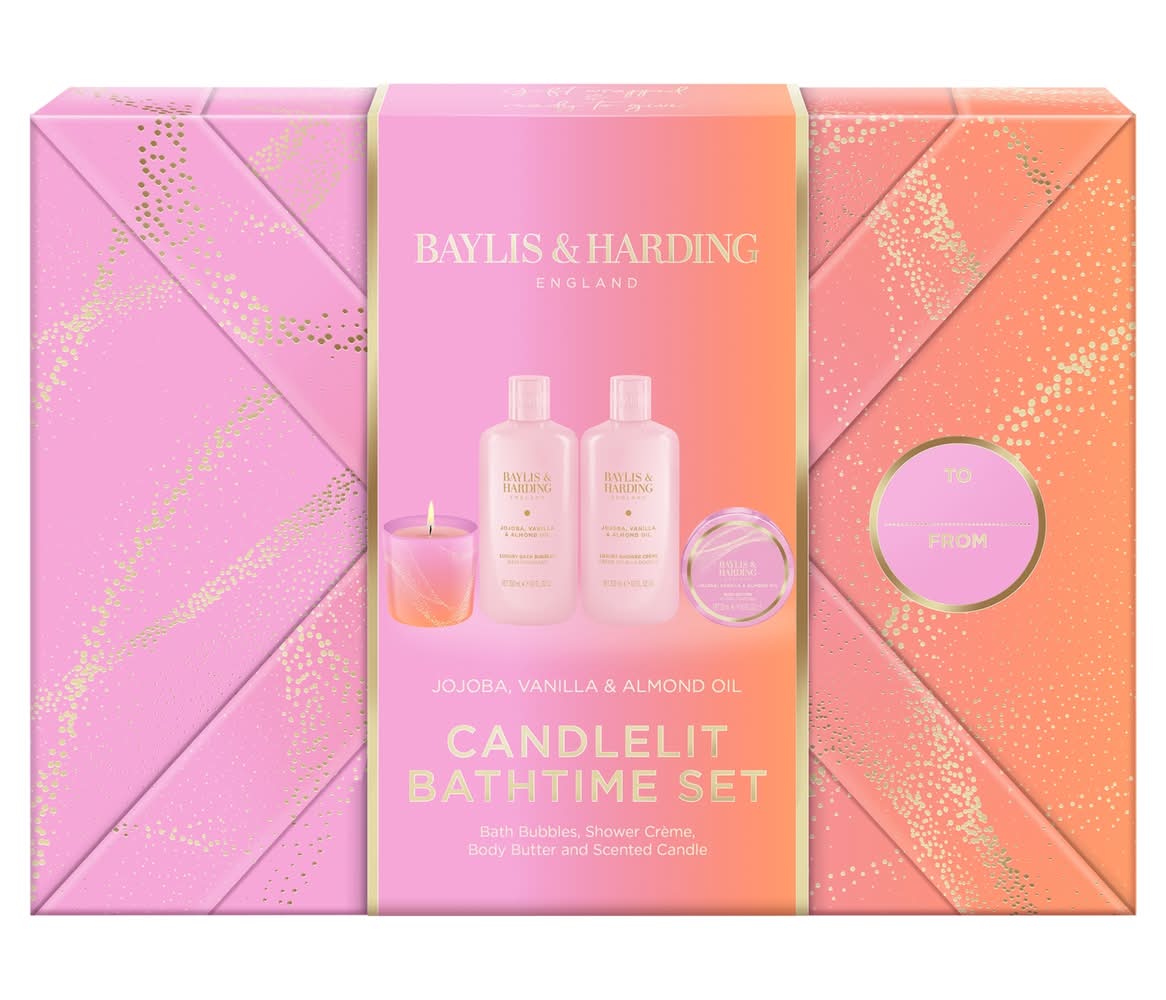 Baylis & Harding Jojoba Vanilla & Almond Oil Wrapped Candlelit Gift