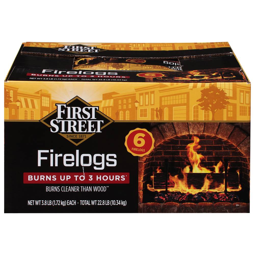 First Street 3 Hour Fire Logs (22.8 lbs, 6 ct)