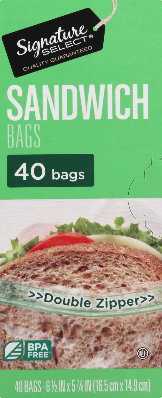 Signature Select Double Zipper Sandwich Bags (40 ct)