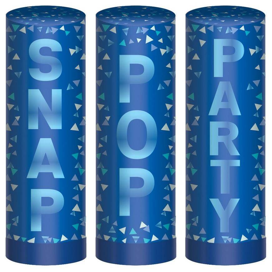 Party City Confetti Party Poppers, 1.5 in diameter x 4in, Blue (3 pack)