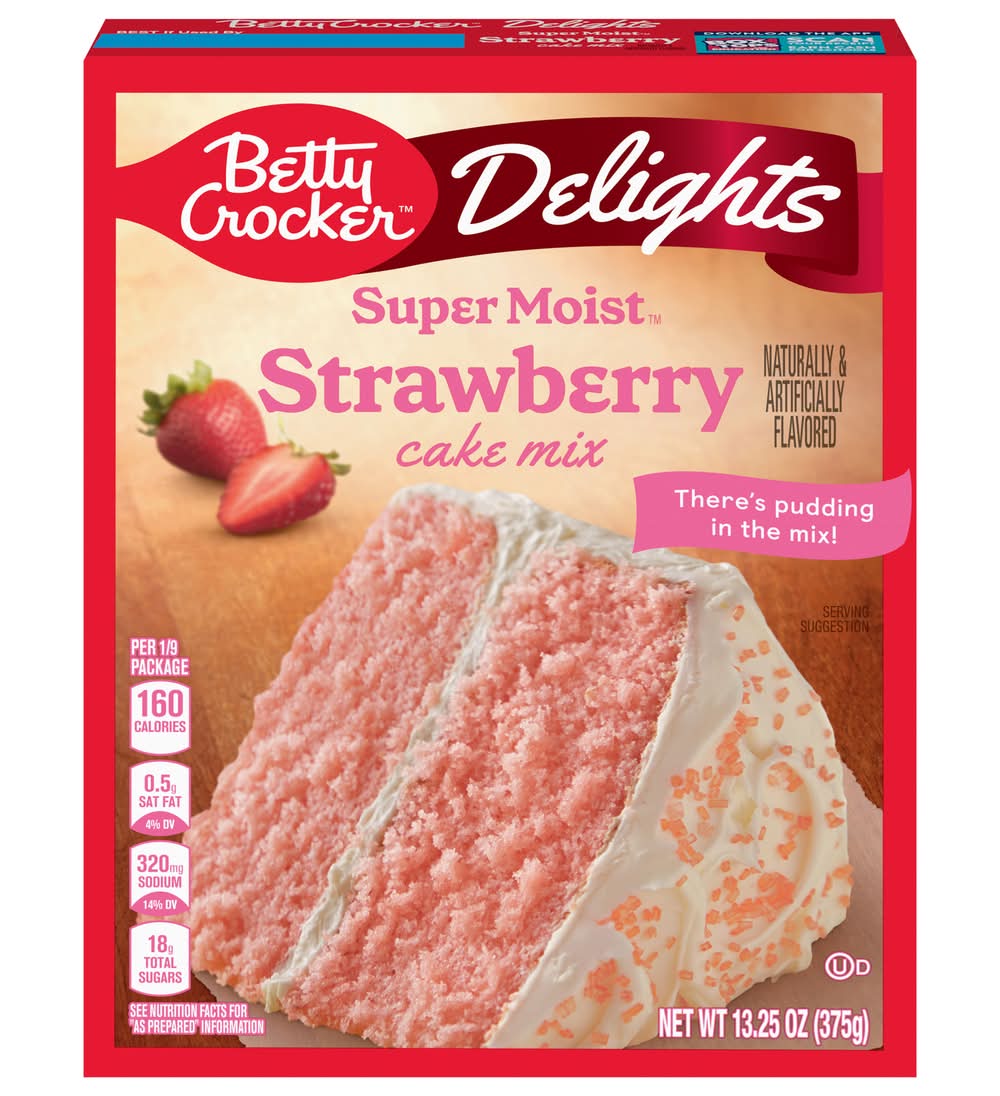Betty Crocker Delights Supermoist Cake Mix, Strawberry (13.25 oz)