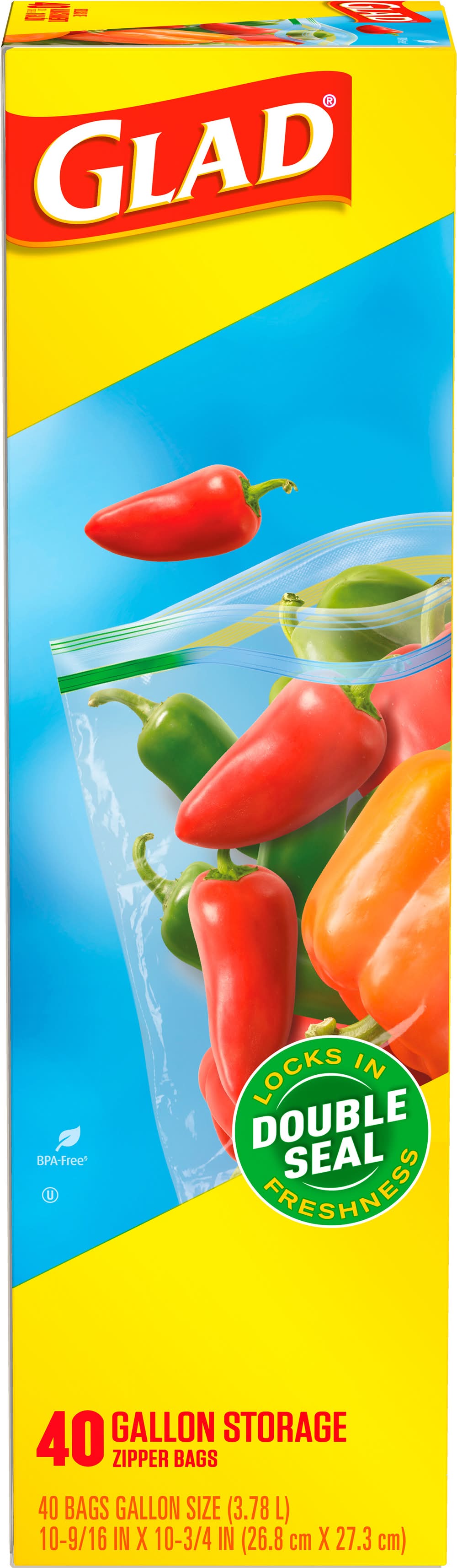 Glad Large Gallon Storage Zipper Bags